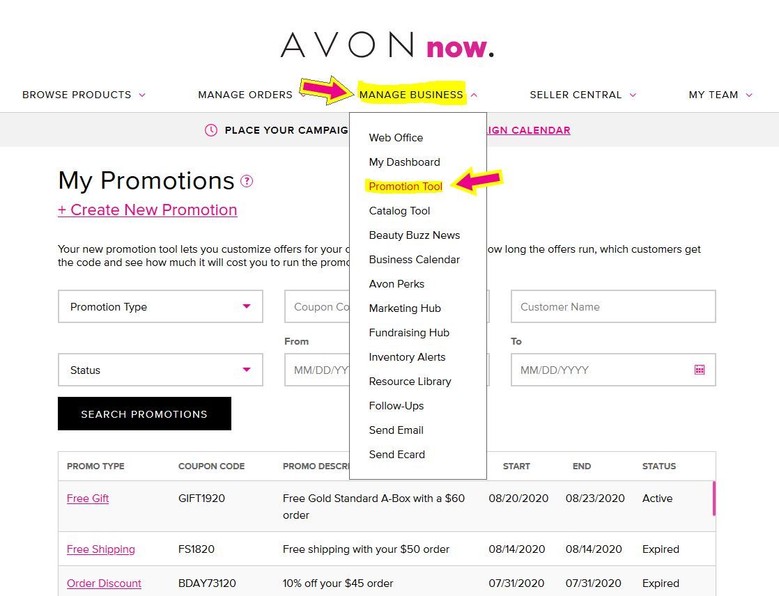 How to access the Avon Promo Tool